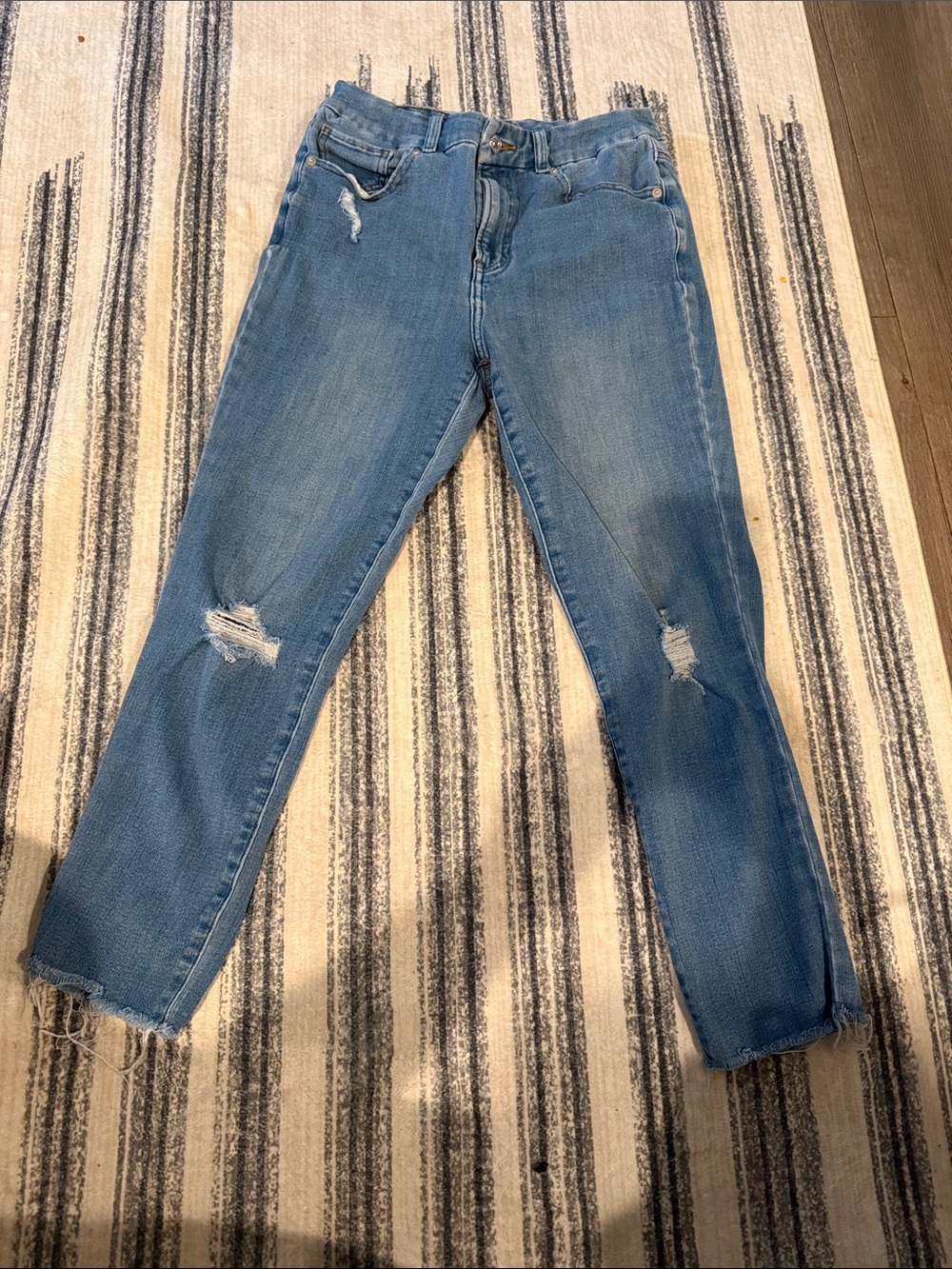 Express Light Blue Distressed Boyfriend Jeans